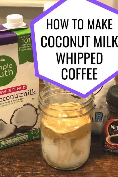 Coconut Milk Whipped Coffee Coffee With Coconut Milk, Fun Coffee Drinks, Whipped Coconut Milk, Coconut Milk Drink, Coffee Detox, 3 Ingredient Recipe, Coconut Milk Coffee, Make Coconut Milk, Afternoon Slump