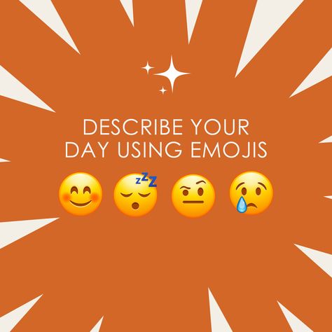 Let's have some fun! Describe your day using only emojis: Emoji Day, Emoji Quiz, World Emoji Day, Ads Design, World Days, Post Ideas, Fun Challenges, Describe Yourself, Drawing Challenge