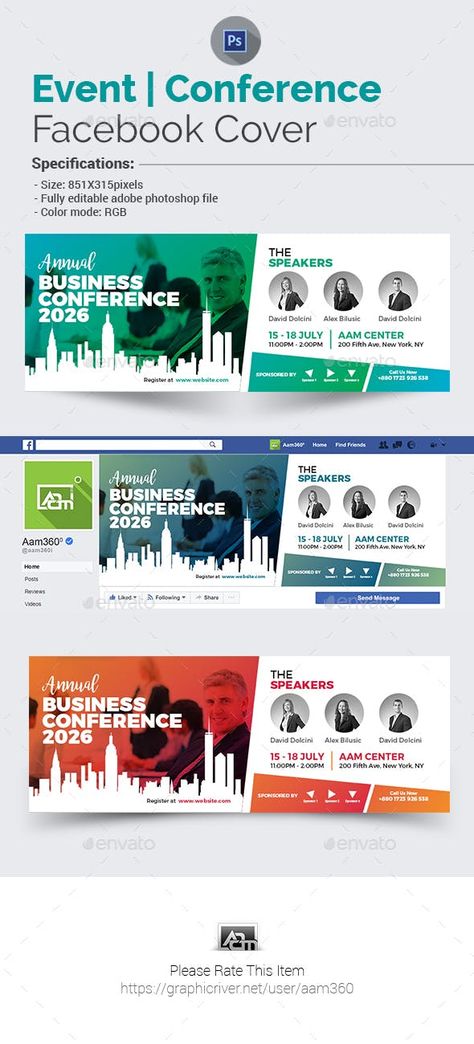 Business Event/Conference Facebook Cover — Photoshop PSD #annual conference #convention Event Design Branding, Event Ideas Creative, Cover Banner Design, Event Timeline, Event Poster Design Inspiration, Conference Branding, Conference Banners, Cover Facebook, Banner Design Inspiration