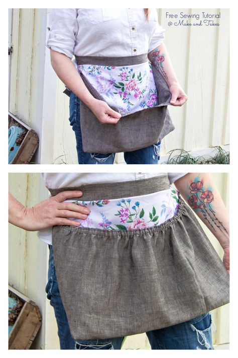 Fabric Harvest Apron Free Sewing Tutorial | Fabric Art DIY Harvest Apron Pattern, Harvest Apron, Fabric Art Diy, Apron Pattern Free, Sewing Jeans, Apron Pattern, Sewing Tutorials Free, Dress Making Patterns, Aprons Patterns