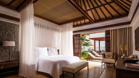 Two-Bedroom Premier Ocean Villa | Four Seasons Resort Bali Jimbaran Bay Tropical Bedrooms, Bali House, Big Bedrooms, Four Seasons Resort, Resort Design, Jimbaran, Bedroom Layouts, Contemporary Bedroom, Architectural Digest