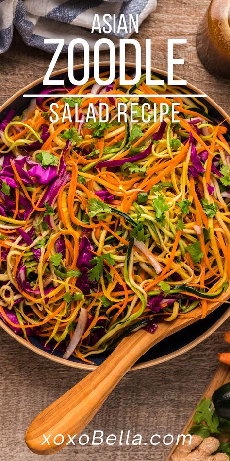 Spiral Vegetable Recipes, Zucchini Noodle Salad, Zoodle Salad, Making Zucchini Noodles, Zucchini Noodles Salad, Asian Dressing, Zucchini Noodle, Zucchini Noodle Recipes, Spiralized Zucchini