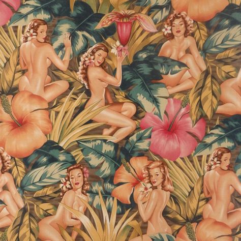 Motif Vintage, Pattern Texture, Jungle Print, Tropical Pattern, Pin Up Art, Vintage Pinup, Up Girl, Claude Monet, Vintage Tea