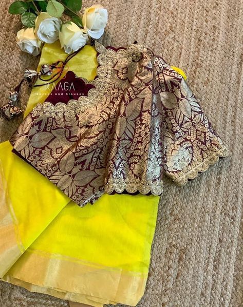 Yellow Brocade Blouse, Brocade Saree Blouse Designs, Banasari Saree Blouse Design, Benaras Blouse Designs Latest, Banaras Blouse Designs Latest, Brocade Blouse, Brocade Blouse Designs Latest, Brocade Blouse Designs, Blouse Designs Catalogue