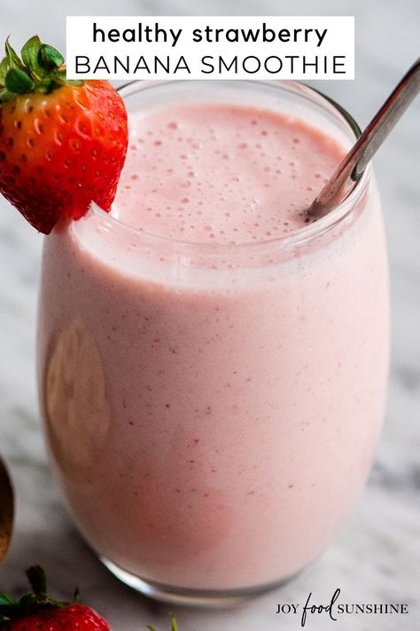 Best Strawberry Banana Smoothie, Healthy Strawberry Banana Smoothie, Immune Boosting Smoothie Recipes, Strawberry Banana Smoothie Recipe, Zucchini Smoothie, Friendsgiving Food, Protein Shake Smoothie, Smoothie Recipes Healthy Breakfast, Banana Smoothie Recipe