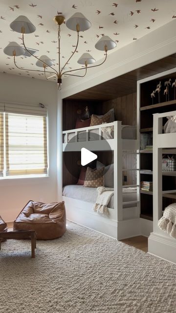 AMH | Interior Design Orlando on Instagram: "Ashley’s parents house - the kids bunk room 
Whether you have limited space or want all your kids in one room, built in bunk beds is the perfect solution. 
•
•
•
•
•
•
Kids room ideas, kids bunk beds, shared kids room, kids room decor, timeless kids room, kids room decor inspo, neutral kids room, teenage room, teenage room idea, bunk bed inspo, Orlando interior designer, Florida interior designer, Tampa interior designer, soflo interior designer, Windermere interior designer, west palm interior designer, palm beach interior designer, Miami interior designer," Kids Bed In Parents Room, Kids Bunk Room, Palm Interior, Room Ideas Kids, Built In Bunk Beds, Bed Inspo, Neutral Kids Room, Miami Interiors, Florida Interior Design