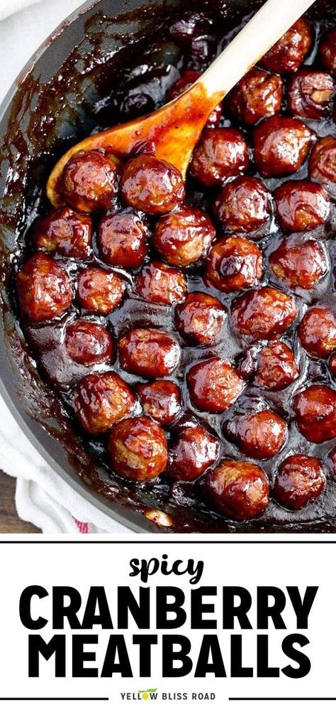 Cranberry BBQ Meatballs Cranberry Slow Cooker Meatballs, Smoked Bbq Meatballs, Hearty Appetizer Recipes, Crockpot Cranberry Meatballs, Easy Hearty Appetizers, Marinated Meatballs, Spicy Bbq Meatballs, Cranberry Meatballs Crockpot, Spicy Meatballs Crockpot