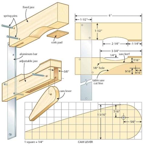 Make a set of cam clamps | Canadian Woodworking Cam Clamp, Canadian Woodworking, Woodworking Projects Furniture, Woodworking Shop Projects, Woodworking Magazine, Popular Woodworking, Wood Plans, Woodworking Plan, Woodworking Jigs