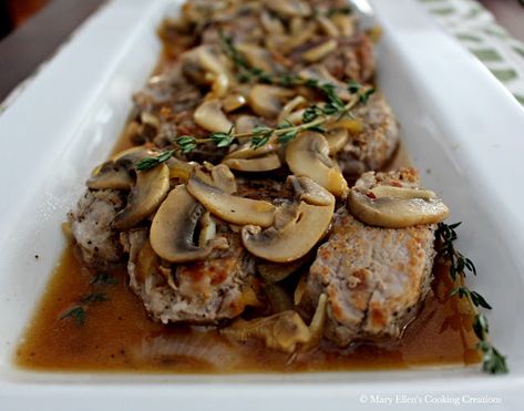 Seared pork medallions with a rich mushroom pan sauce - 25 minute meal for a weeknight meal or entertaining. Pork Medallion Recipes, Pork Medallions, Pan Sauce, Chop Recipes, Tenderloin Recipes, Pork Tenderloin Recipes, Dinner Food, Pork Chop, Pork Chop Recipes