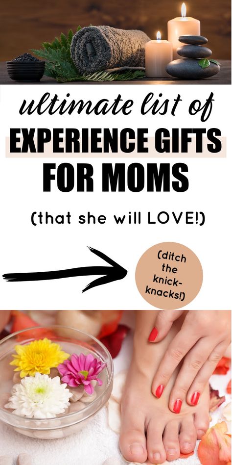 Check out these wonderful experience gifts for moms and make her day! Don't just give her more stuff to fill her house - give the gift of joy and memories! experience gifts for mom. best experience gifts for mom. experience gifts for adults mom. Christmas experience gifts for moms. Experience Gift Ideas For Adults, Christmas Gift For Mom Ideas, Experience Gifts For Adults, Mil Gifts, Crunchy Mom Gifts, Gifts For Mom Diy, Gifts For A Mom, Experience Gift Ideas, Gifts For Mom Christmas