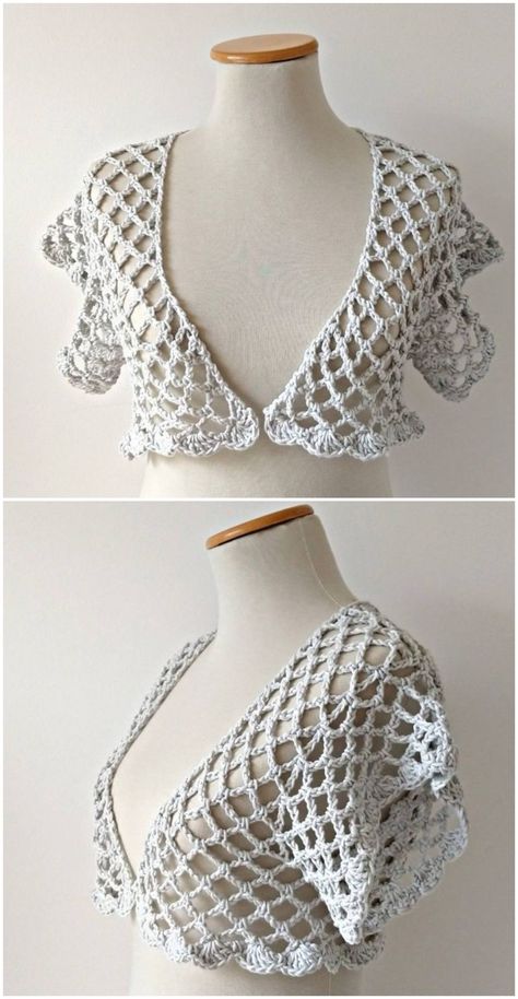 Crochet A Stylish Bolero In Different Sizes - Crochet Ideas Knit Tank Pattern, Bolero Haken, Crochet Caplet, Crochet Shrug Bolero, Crochet Bolero Pattern, Bolero Pattern, Gilet Crochet, Crochet Shrug Pattern, Shrug Pattern