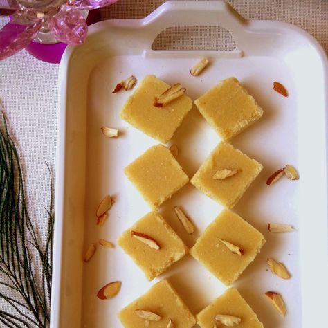 Milk Sooji Fudge Recipe Badam Barfi, Easy Halwa Recipe, Mysore Pak Recipe, Masala Chai Recipe, Mysore Pak, Barfi Recipe, Diwali Sweets Recipe, Burfi Recipe, Milk Products