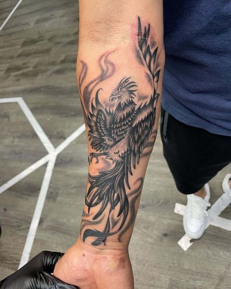 What Do Phoenix Tattoos Symbolize? – Self Tattoo Forearm Phoenix Tattoo For Men, Phoenix Tattoo Arm, Phoenix Tattoo Men, Phoenix Tattoo Sleeve, Phoenix Tattoo For Men, Phoenix Bird Tattoos, Phönix Tattoo, Phoenix Tattoo Design, Forearm Tattoo Design