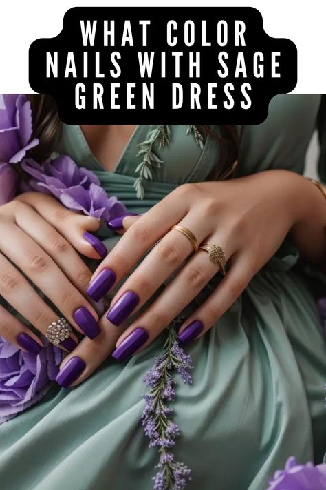 Discover the perfect nail color to complement your stunning sage green dress! From elegant neutrals to bold pops of color, find the ideal shade to enhance your outfit and complete your look Explore our guide to find the answer to the timeless question: What Color Nails With Sage Green Dress? 💅✨ #WhatColorNailsWithSageGreenDress #NailColorInspiration #GreenDress #NailArtIdeas #StyleInspo #FashionTips #NailPolish #NailTrends #ManicureIdeas #BeautyInspiration #NailGoals #NailEnvy Nails With Sage Green Dress, Nails To Go With Sage Green Dress, Nail Color For Green Dress, What Nails Go With Green Dress, Green Dress Nails Color Combos, Nails For Sage Green Dress, Nails With Sage Green, Nails With Green Dress, Nails To Match Green Dress