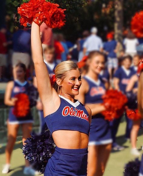 Ole Miss cheer Ole Miss Cheerleaders, Ole Miss Cheer, Ole Miss Aesthetic, High School Cheerleading, Nike Street, Ole Miss Football, Cheerleader Outfit, School Cheerleading, Cheer Pics