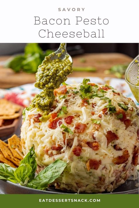 Picnic Finger Foods, Cheeseball Recipe, Party Side Dishes, Cream Cheese Ball, Pesto Cheese, Cheese Ball Recipes, White Cheddar Cheese, Crumbled Bacon, Finger Food Appetizers