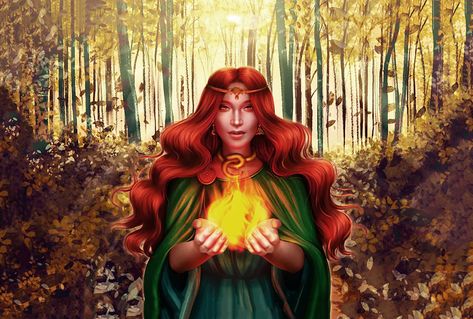 Brigit Celtic Goddess, St Brigid Day, Brigid Goddess Art, Brighid Goddess, Fire Poetry, Wicca Sabbats, The Dagda, Celtic Gods And Goddesses, Brigid Goddess