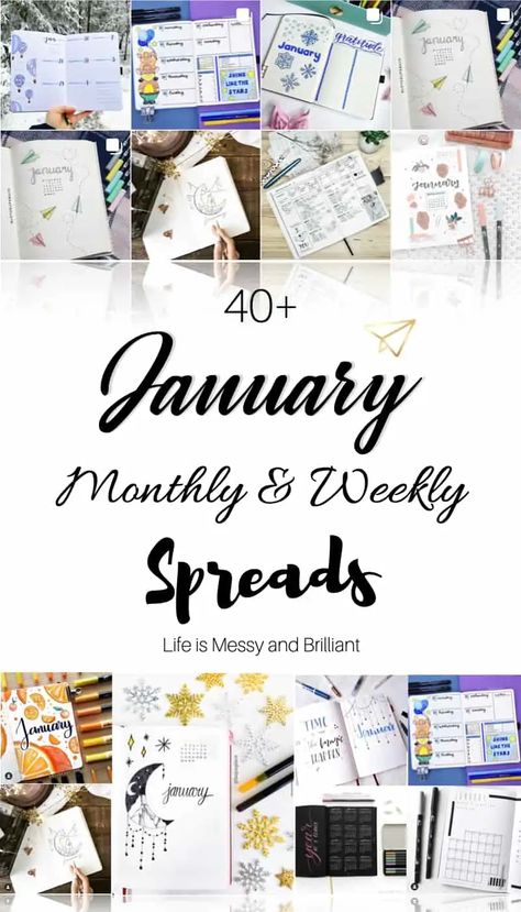 January Journal Prompts, Bujo Monthly Spread, Bullet Journal Spread Ideas, 2024 Bujo, Journal Spread Ideas, Bullet Journal Weekly Layout, Bullet Journal Monthly, Bullet Journal Month, Bujo Weekly Spread