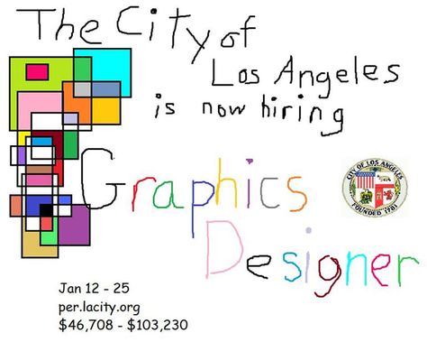 Graphic Design MS Paint Job Posting by The City of Los Angeles Construction Math, Bad Graphic Design, Engineering Funny, Help Wanted Ads, Instagram Story Ads, Job Page, Funny Jobs, Graphic Design Jobs, Graphic Designer Job