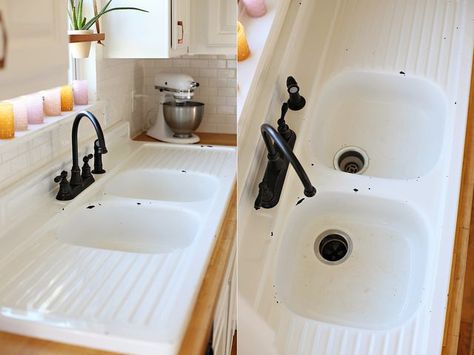 my new sink {an old cast iron} | Under the Sycamore | Bloglovin’ Kitchen Sink Remodel, Vintage Kitchen Sink, Cast Iron Kitchen Sinks, Vintage Sink, Cast Iron Sink, Bungalow Kitchen, Kitchen 2024, Drainboard Sink, Old Sink