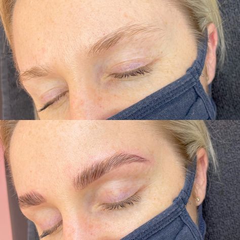 Brow Lamination Sparse Brows, Blonde Eyebrow Lamination, Brow Lamination And Tint Blonde, Brow Lift Before And After, Eyebrow Tinting Before And After, Brow Lamination Before And After, Brow Lamination And Tint, Color Eyebrows, Glow Up Summer