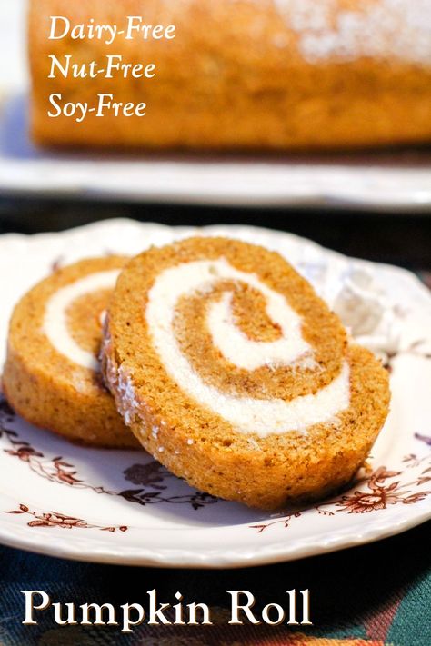 Dairy Free Pumpkin Roll Recipe, Dairy Free Pumpkin Roll, Gluten And Dairy Free Pumpkin Roll, Gluten Free Dairy Free Pumpkin Roll, Pumpkin Roll Vegan, Vegan Pumpkin Roll, Gf Pumpkin Roll, Pumpkin Dairy Free Recipes, Vegan Pumpkin Roll Recipe