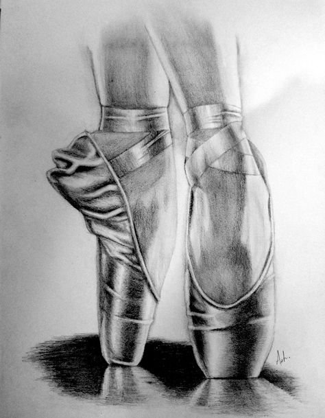 Zeichnungen                                                                                                                                                                                 Mehr Ballet Shoes Tattoo, Ballet Shoes Drawing, Ballet Tattoos, Ballet Drawings, Ballerina Drawing, Shoe Tattoos, Ballet Painting, Sports Drawings, Dancing Drawings