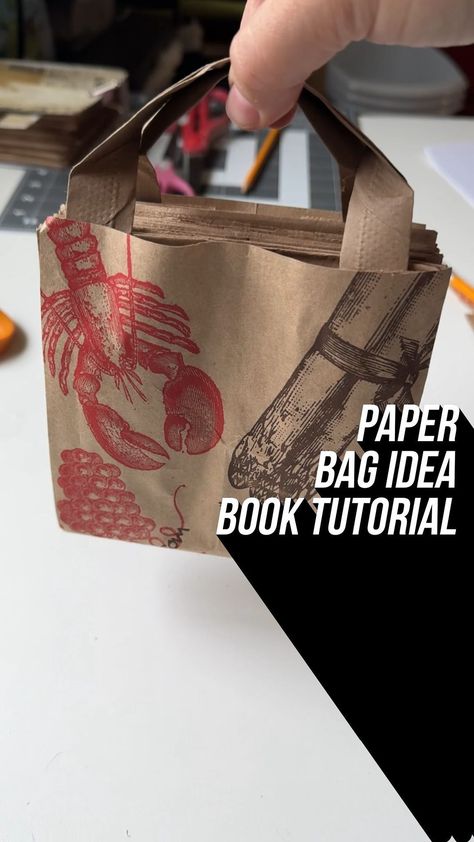 Paper Bag Book Tutorial! Here is a Quick Look at the process of how to make a paper bag book! What you need: glue, scissors, lunch bags… | Instagram Book In A Bag Project Ideas, Paper Bag Notebook Diy, Paper Bag Upcycle, How To Make A Small Paper Bag, Paper Bag Books How To Make, Paper Bag Notebook, Paperbag Book, Recycled Paper Bag, Paper Bag Recycle Ideas