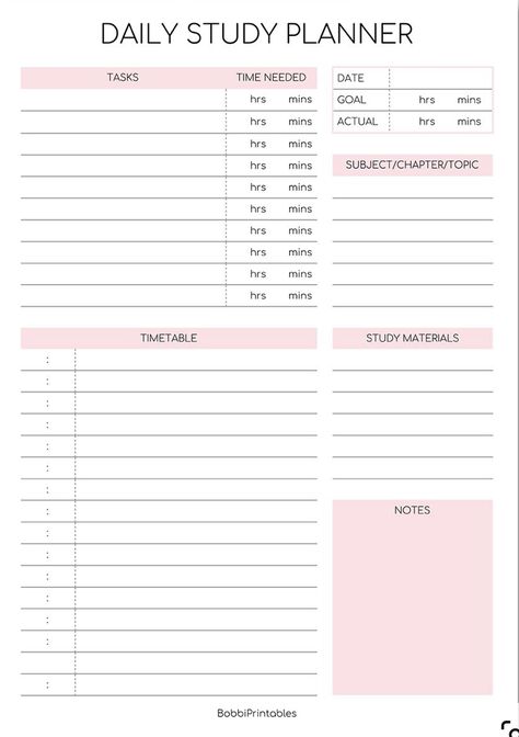 Edinburgh Shopping, Daily Study Planner, Daily Planner Sheets, Study Planner Printable, Student Life Hacks, Daily Planner Pages, Planner Organiser, Routine Planner, School Planner