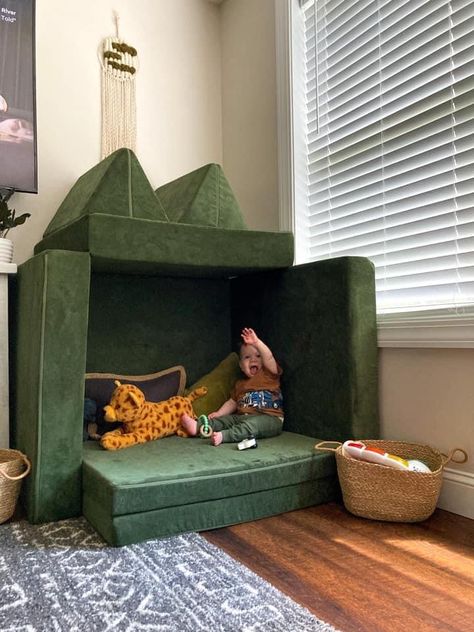 Nugget Couch Reading Nook, Storing Nugget Couch, Nugget Reading Nook, Nugget Couch Tree, Green Nugget Playroom, Nugget Couch, 2nugget Couch Ideas, Green Nugget Couch, Nugget Couch Ideas