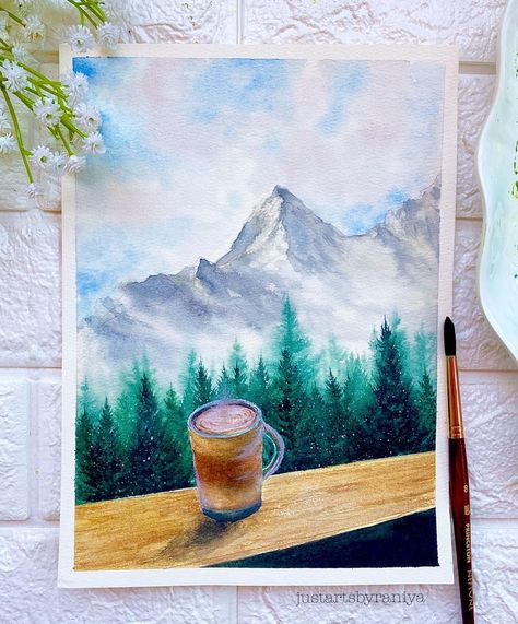 Snow Scenery, Coffee Painting, Watercolor Painting Techniques, Painting Art Lesson, Abstract Iphone Wallpaper, Darjeeling, Watercolor Paintings Tutorials, Amazing Art Painting, Mini Canvas Art