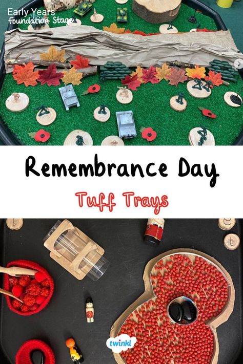 Have a look at these lovely remembrance day tuff tray ideas. Include some sensory play for remembrance day for babies. Click the pin for more remembrance day ideas. Poppy Template, Wreath Template, Tuff Tray Ideas, Remembrance Day Activities, Remembrance Day Art, Poppy Craft, Soldier Silhouette, Remembrance Day Poppy, Remembrance Poppy