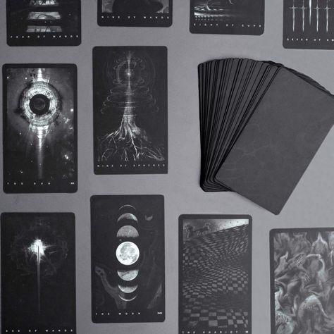 Da Brigh Black Tarot Deck - A Mystical Journey Through The Shadows, Featuring Gothic Artwork and Intuitive Symbolism for a Powerful Reading Experience Every Time, Black cards Black Tarot Deck, Spiritual Essentials, Intense Art, Zatanna Zatara, Tarot Aesthetic, Unique Tarot Decks, Gothic Artwork, Hidden Truths, Makeup Images