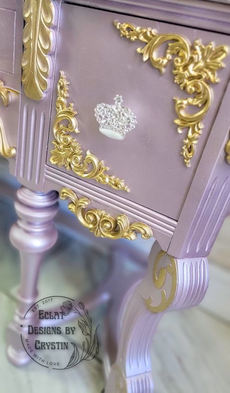 SOLD Dusky Pink Fairytale Rococo Vanity Table With Mirror Top - Etsy Purple Rococo Aesthetic, Green And Purple Dreeser Mirror, French Rococo Vanity, French Rococo Dresser, French Rococo Side Table, Vanity Table, French Decor, Rococo, Furniture Makeover