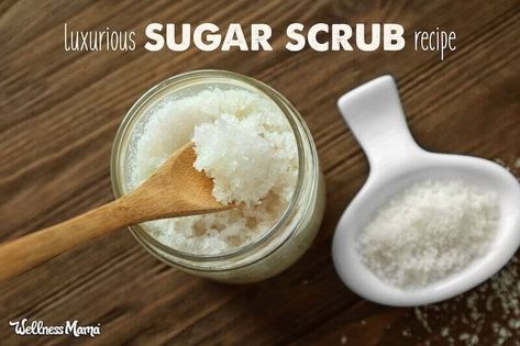 DIY Sugar Scrub Recipe Easy Sugar Scrub Recipe, Diy Sugar Cookies, Sugar Scrub Homemade Recipe, Ingrown Hair Remedies, Easy Sugar Scrub, Coffee Facial, Lip Scrub Recipe, Sugar Scrub For Face, Wellness Mama