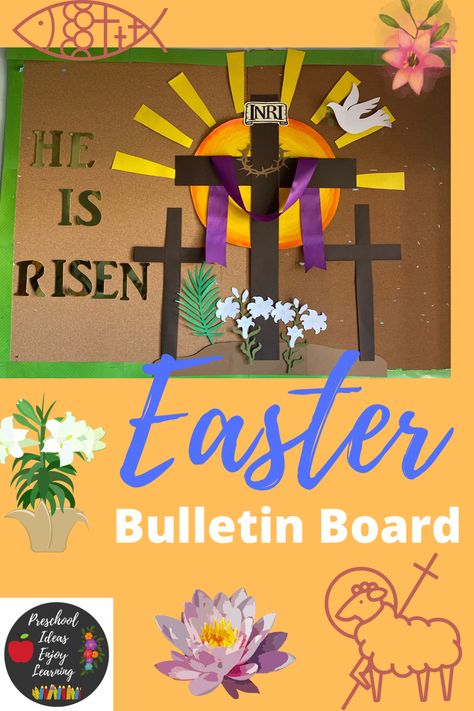 Easter Board Ideas, Bulletin Boards For Preschool, Easter Bulletin Boards, Summer Bulletin Boards, Church Bulletin Boards, Easter Board, Preschool Bulletin Boards, Jobs For Teachers, Church Bulletin