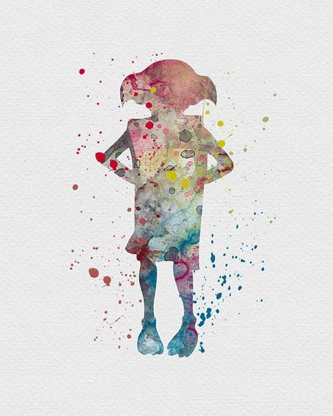 Harry Potter Bedroom Wall, Harry Potter Watercolor Art, Decoration Harry Potter, Harry Potter Lumos, Harry Potter Watercolor, Tattoo Harry Potter, Harry Potter Portraits, Harry Potter Sketch, Dobby Harry