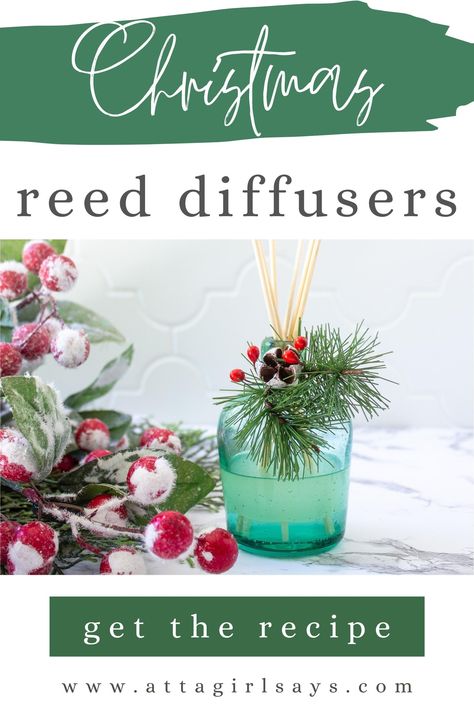 Learn how to make your own essential oil reed diffuser, featuring a delicious Christmas scent. Includes recipes for two different essential oil blends. They smell amazing and make great homemade holiday gifts! Reed Diffuser Refill Diy, Christmas Reed Diffuser, Reed Diffuser Recipe, Homemade Reed Diffuser, Oil Reed Diffuser, Christmas Scent, Make Your Home Smell Amazing, Essential Oil Reed Diffuser, Homemade Holiday Gifts