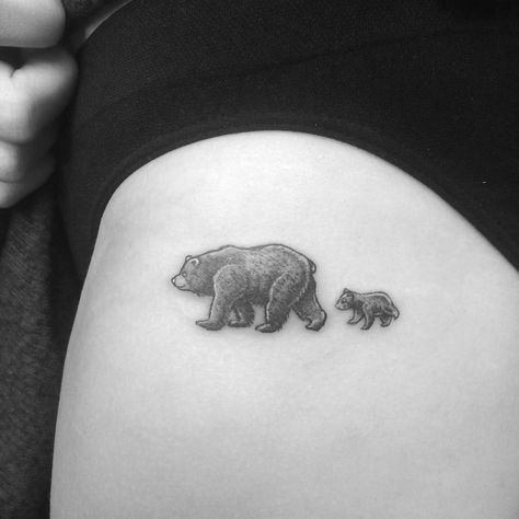 Laura's bear and cub Baby Bear Tattoo, Bear Tattoo Ideas, Cub Tattoo, Black Bear Tattoo, Cubs Tattoo, Bear Tattoos, Tattoo For Son, Bear Tattoo, Dad Tattoos