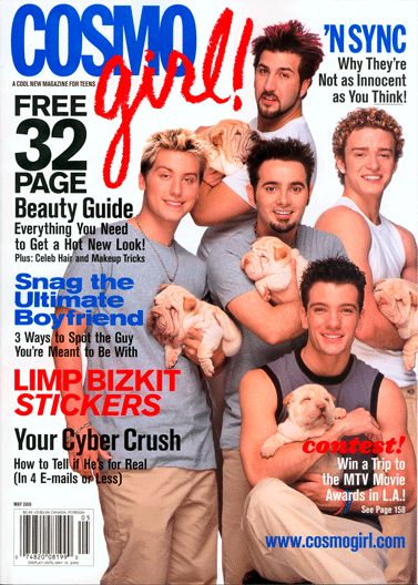 Cosmo Girl! Magazine. This pertains to my interests...then and now. Magazine Stickers, Funny Prank Calls, Justin Timberlake Nsync, 2000s Posters, Teen Magazines, Filler Pics, Joey Fatone, Cosmo Girl, 90s Teen