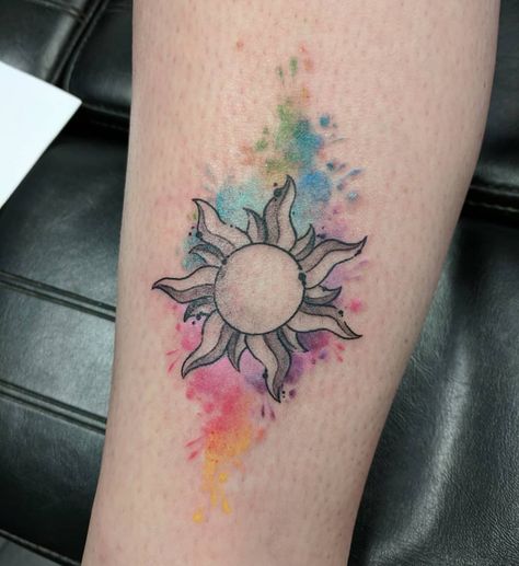 Apollo Tattoos, Fatima Tattoo, Apollo Tattoo, Moon Star Tattoo, Sky Tattoos, Colour Tattoos, Island Tattoo, Wrap Around Tattoo, Sun Tattoo Designs