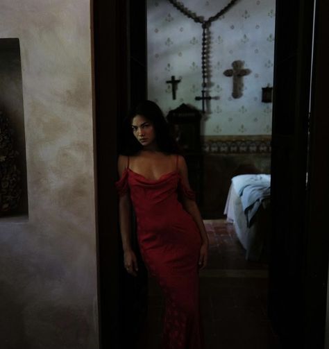 Latina Photoshoot, Latina Dress, Cenit Nadir, Latina Aesthetic, The Hacienda, Spanish Woman, Red Aesthetic, Divine Feminine, Beauty Women