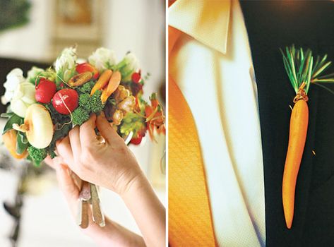 Erica loves.  Margaret does not approve. Vegetable Bouquet, Offbeat Bride, Wedding Marketing, Wedding Site, Wedding Inspiration Board, Stylish Wedding, Bridesmaid Bouquet, Farm Wedding, Wedding Designs