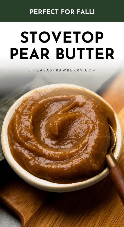 How To Make Pear Butter, Pear Recipes For Canning, Pear Syrup Recipe, Pear Butter Recipe, Pear Sauce Recipe, Canning Jam Recipes, Fruit Butter, Sugar Free Fruits, Slow Cooker Apple Butter