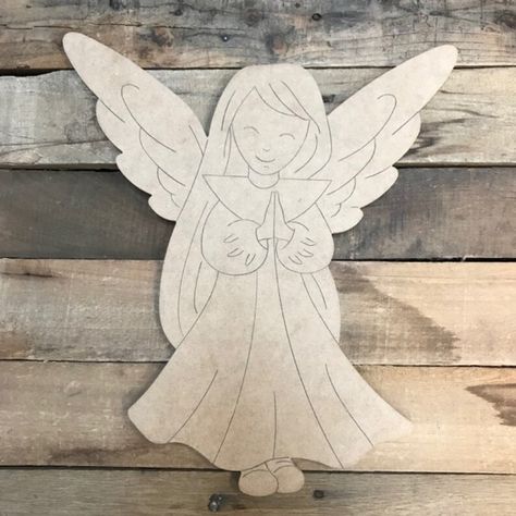 Christmas Wood Patterns Templates, Angel Cutout, Angel Template, Patriotic Printables, Angel With Wings, Paint Diy Crafts, Wood Angel, Praying Angel, Wooden Angel