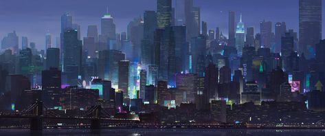 city landscape #cityscape #artwork #Spider-Man #blue #1080P #wallpaper #hdwallpaper #desktop Into The Spiderverse, Animation News, Spider Man Into The Spider Verse, New York Wallpaper, Into The Spider Verse, Concept Art World, York Wallpaper, City Background, Verse Art