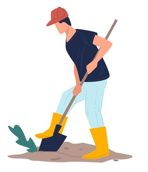 Male character digging holes in soil, agriculture and farming Digging Holes, Male Character, Teaching English, Flat Design, Agriculture, Soil, Animals, Quick Saves, Design