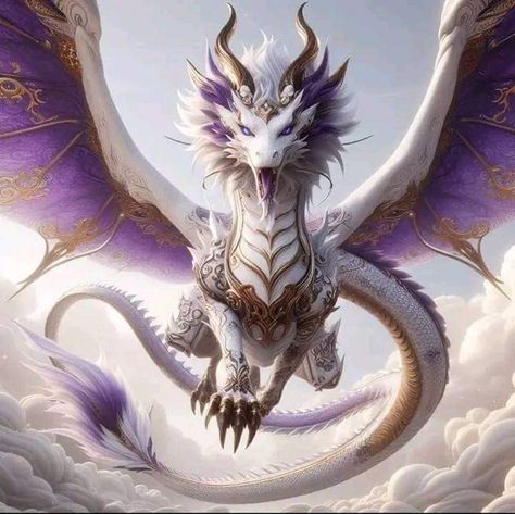 White And Purple Dragon, Legendary Animals, Air Dragon, Light Dragon, Mythical Creatures Fantasy, Legendary Dragons, Diamond Dotz, Mythical Dragons, Dragon Artwork Fantasy