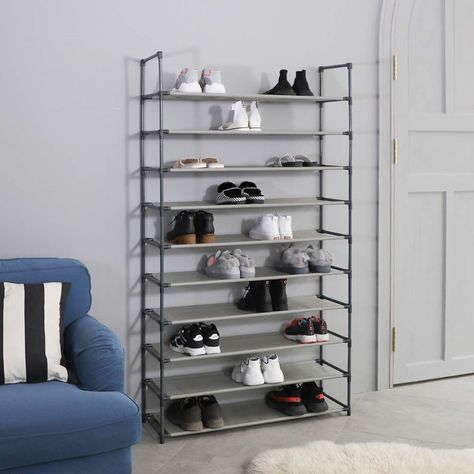 10 Tiers 50 Pair Stackable Shoe Rack Storage Shelves 50 Pairs Non-woven Fabric Shoe Tower Organizer Cabinet - Walmart.com - Walmart.com Diy Shoe Rack Ideas, 50 Pair Shoe Rack, Shoe Organization Diy, Easy Bathroom Updates, Stackable Shoe Rack, Diy Shoe Rack, Shoe Rack With Shelf, Portable Wardrobe, Diy Shoe