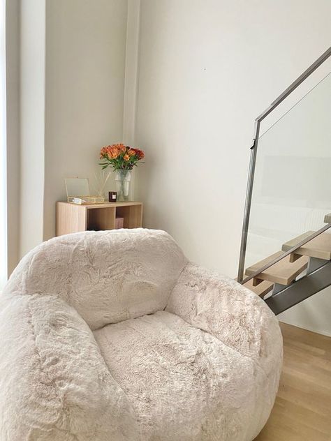 home decor, bean bag chair, minimalist aesthetic, room decor, soft couch, home furniture, fleece furniture, winter chair Comfy Seating For Bedroom, Comfortable Room Ideas, Fun Comfy Chairs, Aesthetic Chairs For Bedroom, Cool Comfy Bedroom Ideas, Comfy Chairs For Bedroom Aesthetic, Small Room Chair Ideas, Cute Reading Chairs, Aesthetic Bedroom Seating